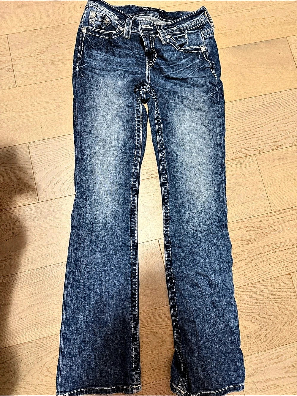 Miss Me Cross Embellished Bootcut Jeans  Blue Flare Jeans